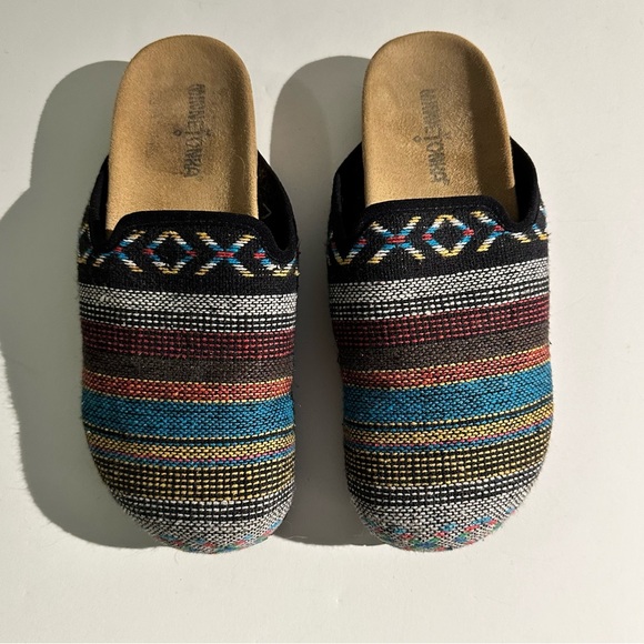 Striped Slide On Mule Clog Shoes / Hard Sole Slippers - Picture 2 of 12